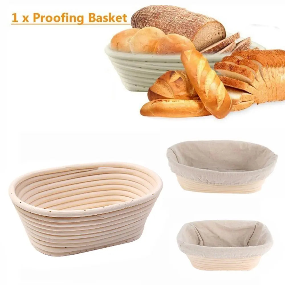 Rattan Banneton Bread Proofing Basket — Natural Sourdough Brotform with Liner