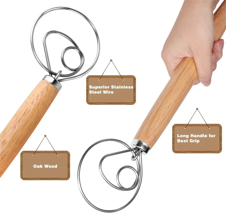 Danish Egg Beater Baking Accessories and Tools Hand Mixer For Kitchen Dutch Bread Dough Pastry Pastry Bakeware Dining Bar Home