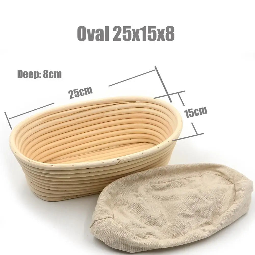 Rattan Banneton Bread Proofing Basket — Natural Sourdough Brotform with Liner