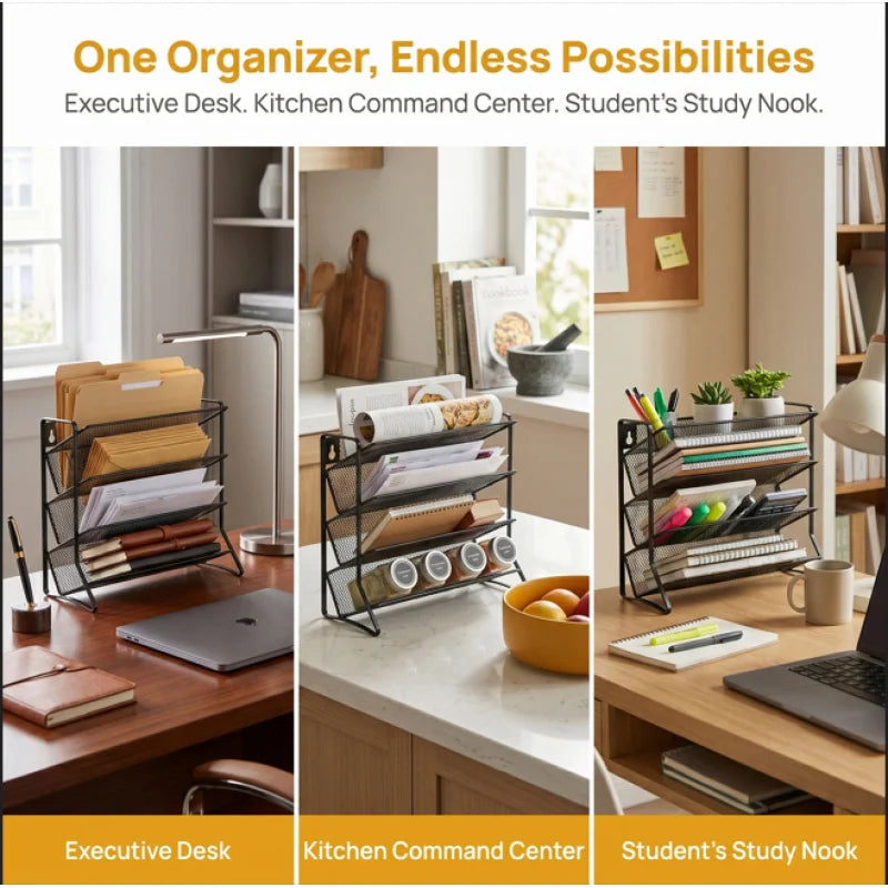 Kitchen Organizer 4 Tier Carbon Steel Spice Rack Non-Slip Cupboard Pantry Storage Shelf for Home Kitchen Seasoning