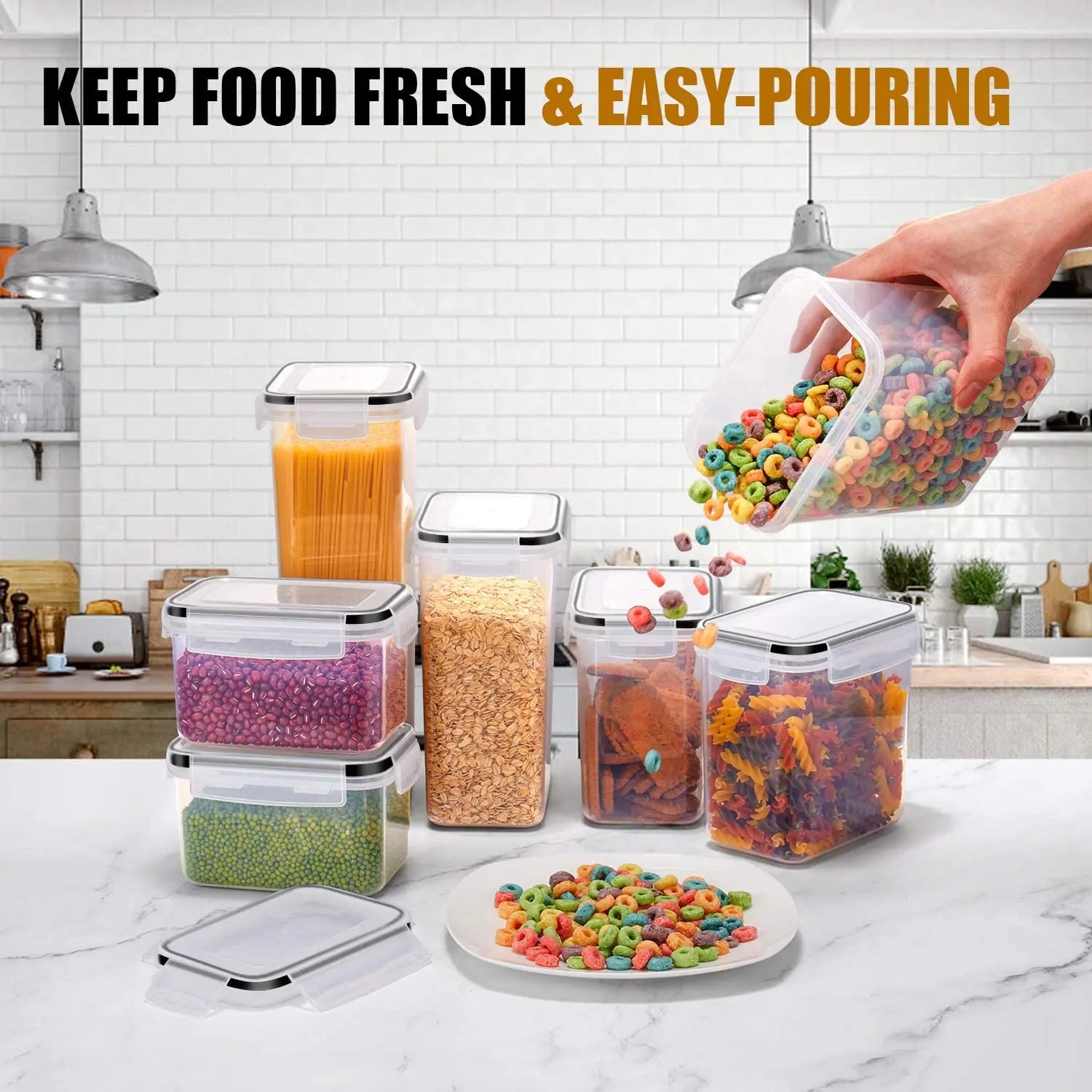 BPA-Free Airtight Food Storage Containers Set — 7 Piece Kitchen Organization