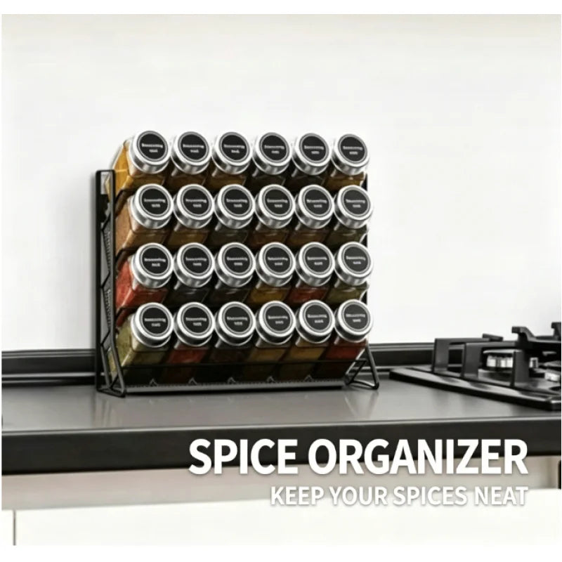 Kitchen Organizer 4 Tier Carbon Steel Spice Rack Non-Slip Cupboard Pantry Storage Shelf for Home Kitchen Seasoning