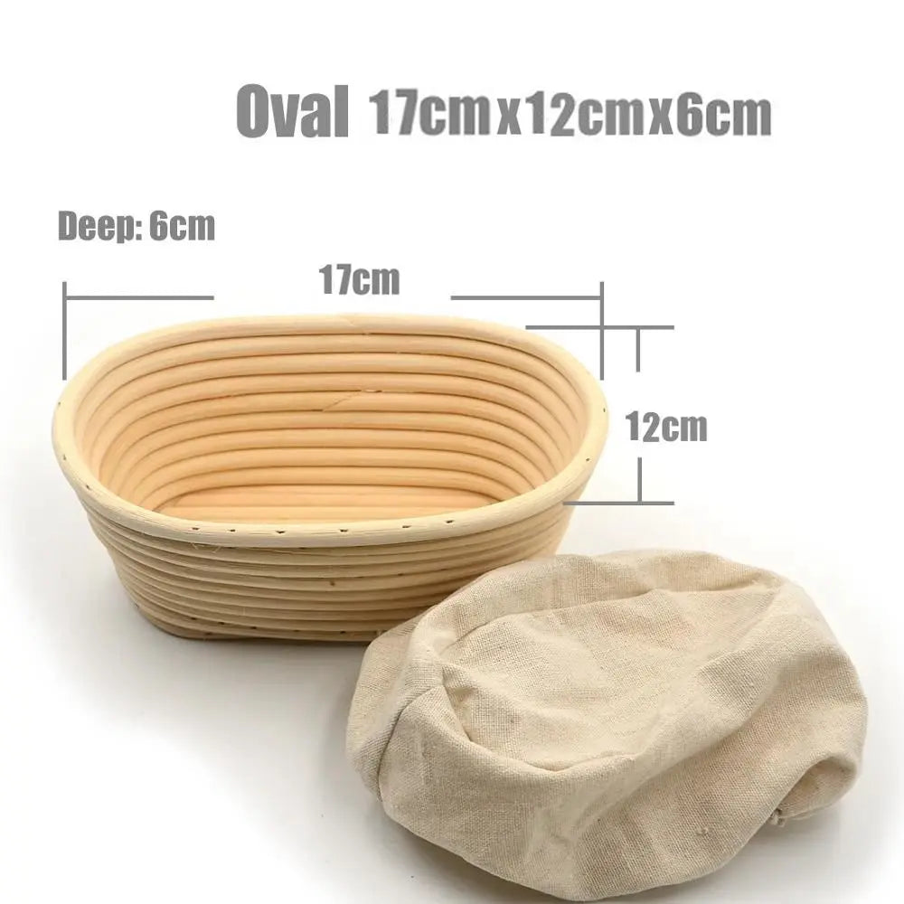 Rattan Banneton Bread Proofing Basket — Natural Sourdough Brotform with Liner