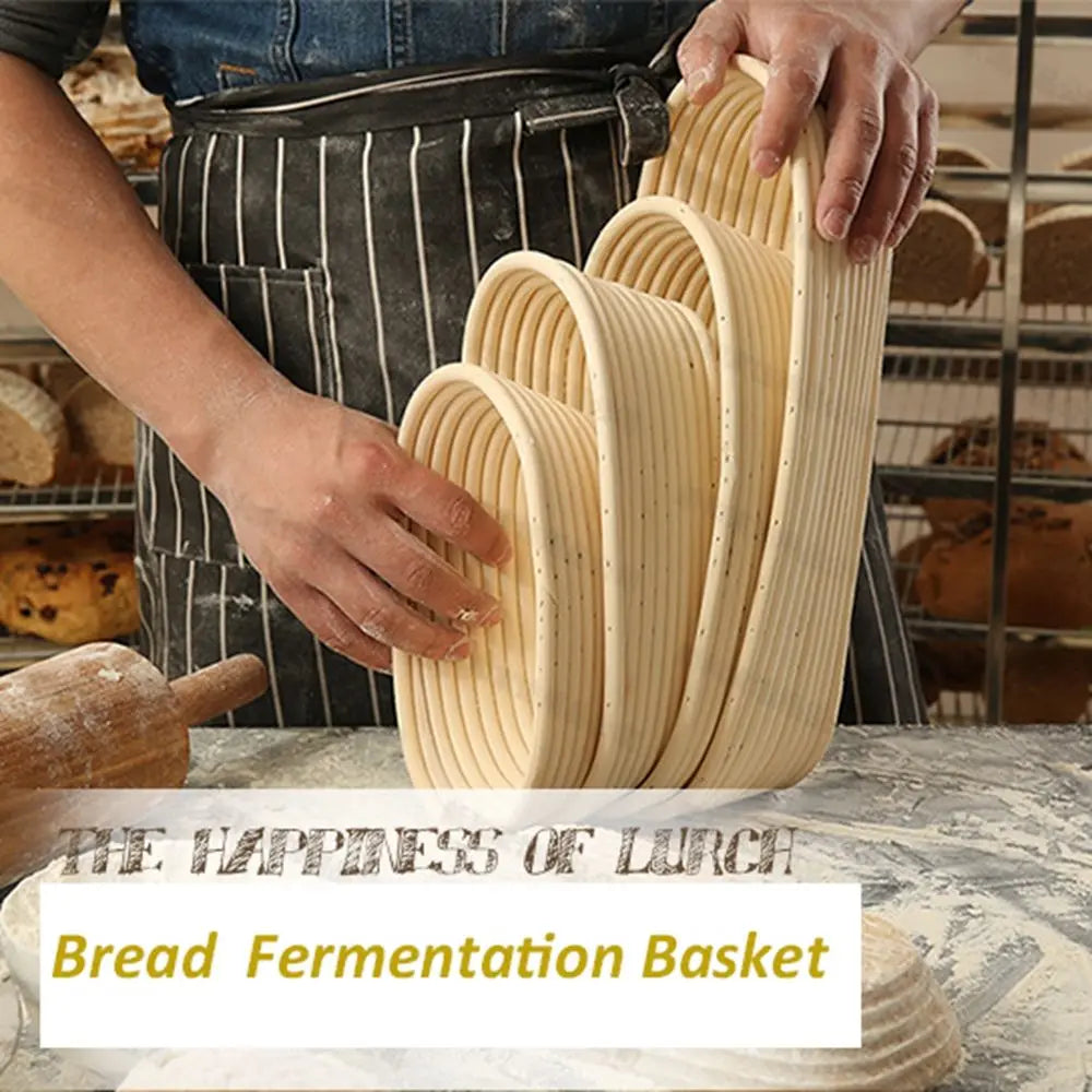 Rattan Banneton Bread Proofing Basket — Natural Sourdough Brotform with Liner