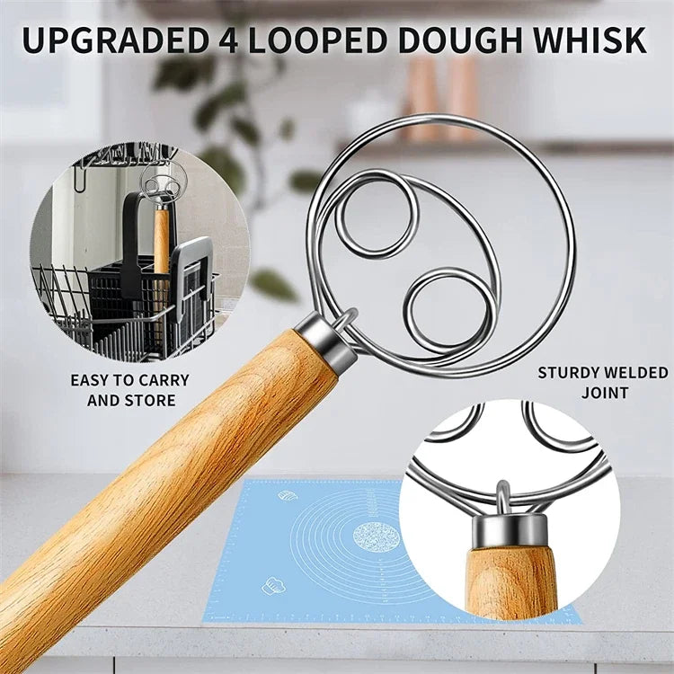 Danish Egg Beater Baking Accessories and Tools Hand Mixer For Kitchen Dutch Bread Dough Pastry Pastry Bakeware Dining Bar Home