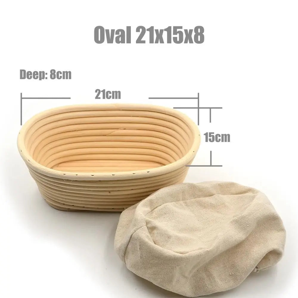 Rattan Banneton Bread Proofing Basket — Natural Sourdough Brotform with Liner