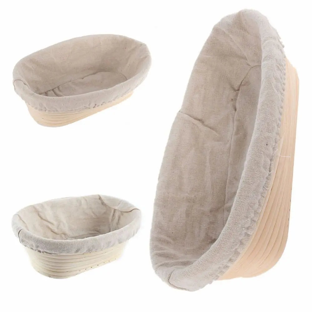 Rattan Banneton Bread Proofing Basket — Natural Sourdough Brotform with Liner